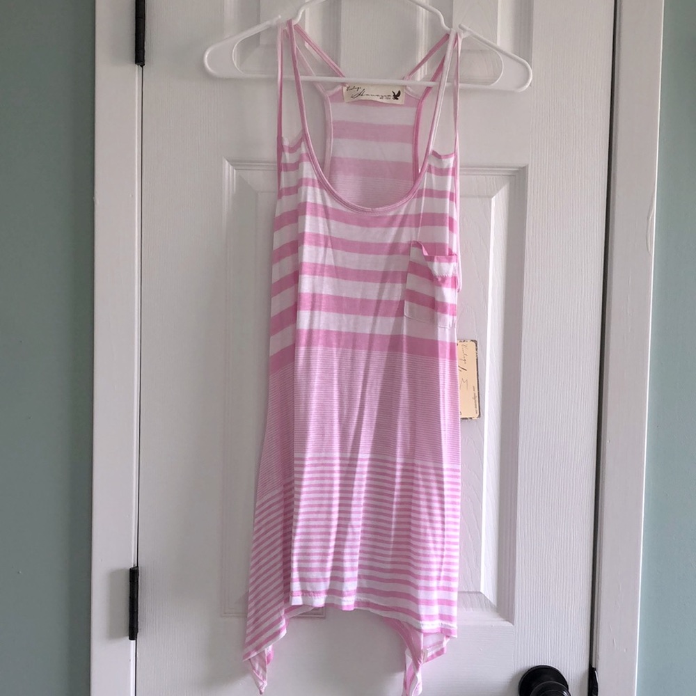 NWT Vintage Havana Pink and White lightweight summer double spaghetti strap